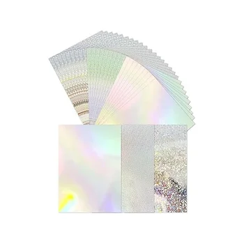 30 Упаковок Металлического голографического картона, Блестящая Флуоресцентная зеркальная бумага формата А4 для изготовления открыток, Скрапбукинг